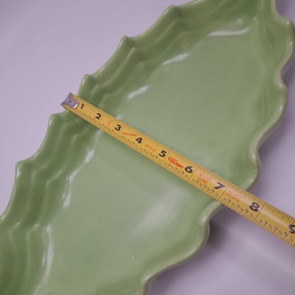 Haeger Ceramic Ruffled Dish Mint Green Relish Finger Foods Cookies Decor Vintage - Picture 14 of 16